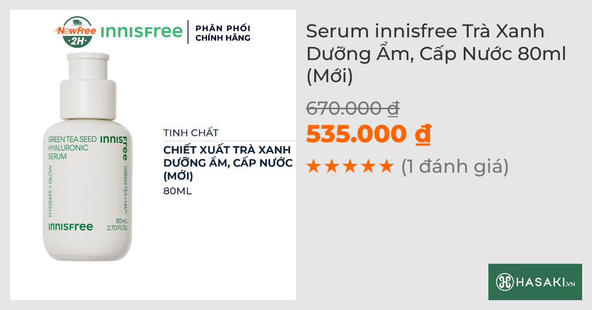 Serum innisfree Trà Xanh Dưỡng Ẩm, Cấp Nước 80ml (Mới)