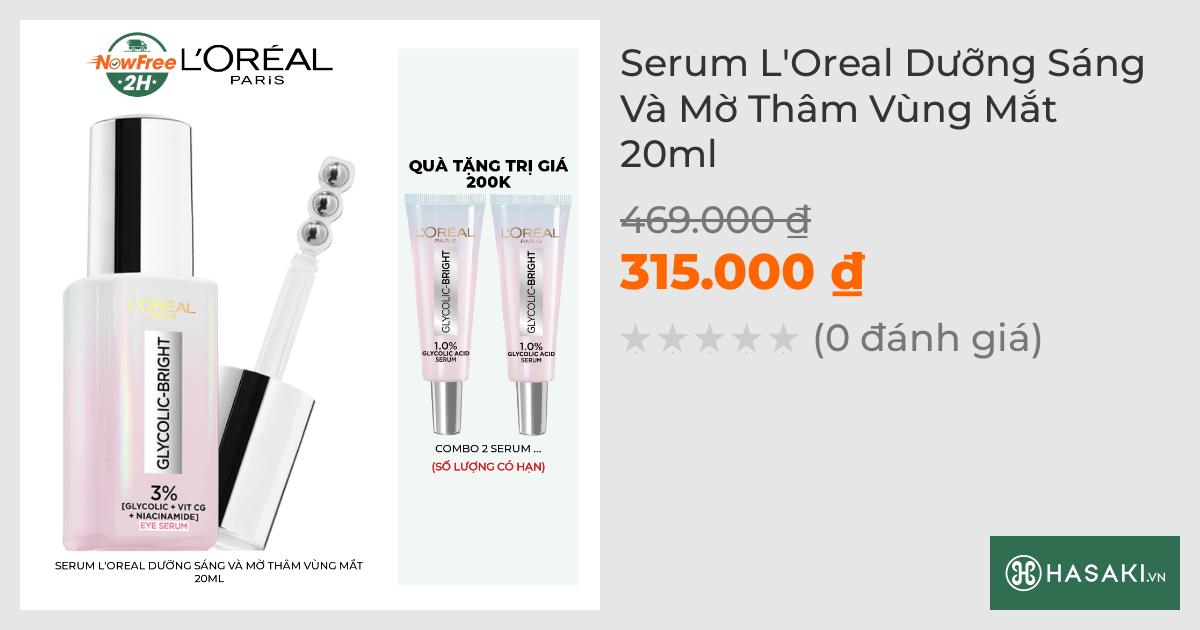 Serum L'Oreal Dưỡng Sáng Và Mờ Thâm Vùng Mắt 20ml