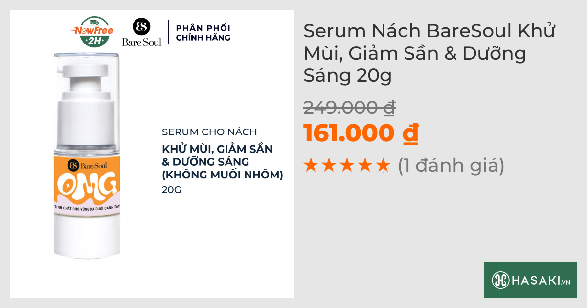 Serum Nách BareSoul Khử Mùi, Giảm Sần & Dưỡng Sáng 20g