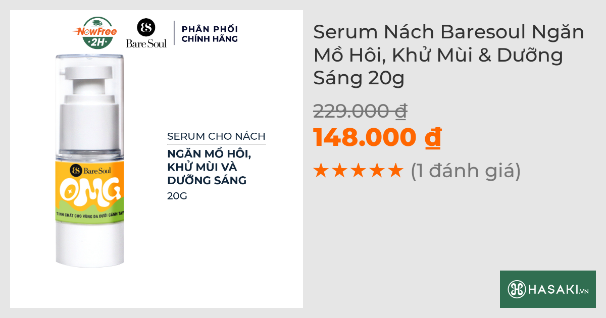 Serum Nách Baresoul Ngăn Mồ Hôi, Khử Mùi & Dưỡng Sáng 20g