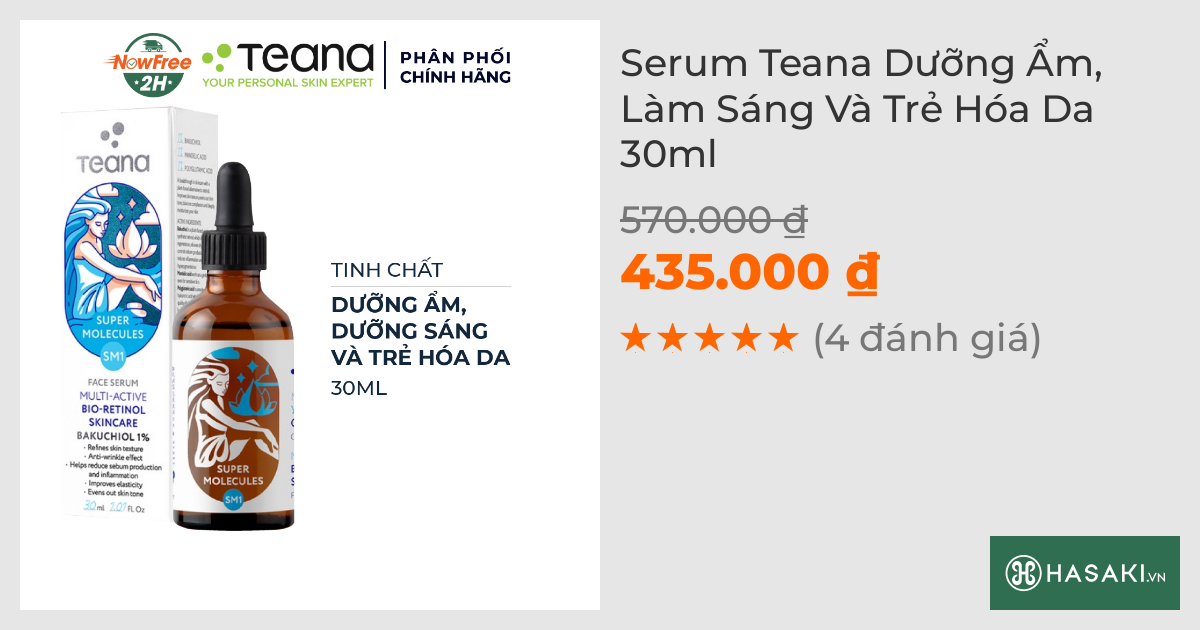 Serum Teana Dưỡng Ẩm, Làm Sáng Và Trẻ Hóa Da 30ml