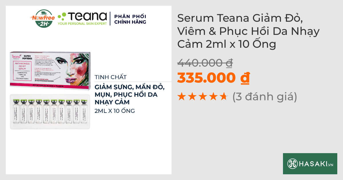 Serum Teana Giảm Đỏ, Viêm & Phục Hồi Da Nhạy Cảm 2ml x 10 Ống