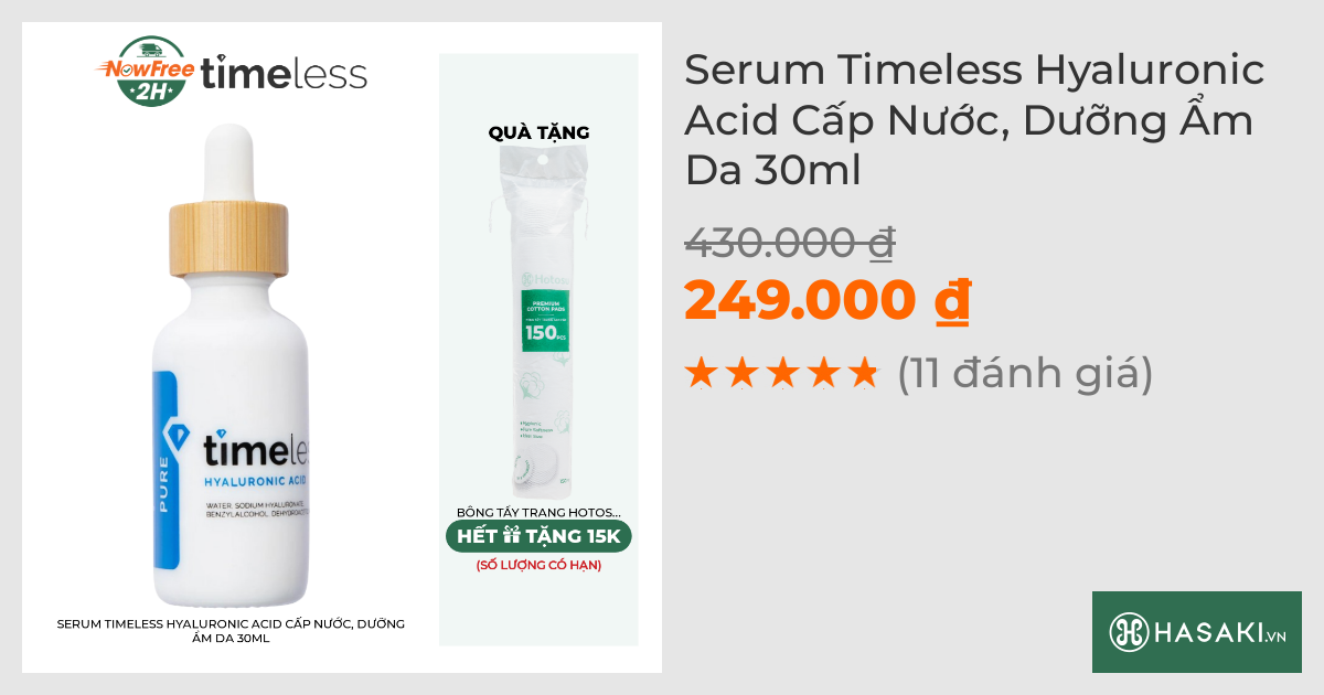 Serum Timeless Hyaluronic Acid Cấp Nước, Dưỡng Ẩm Da 30ml