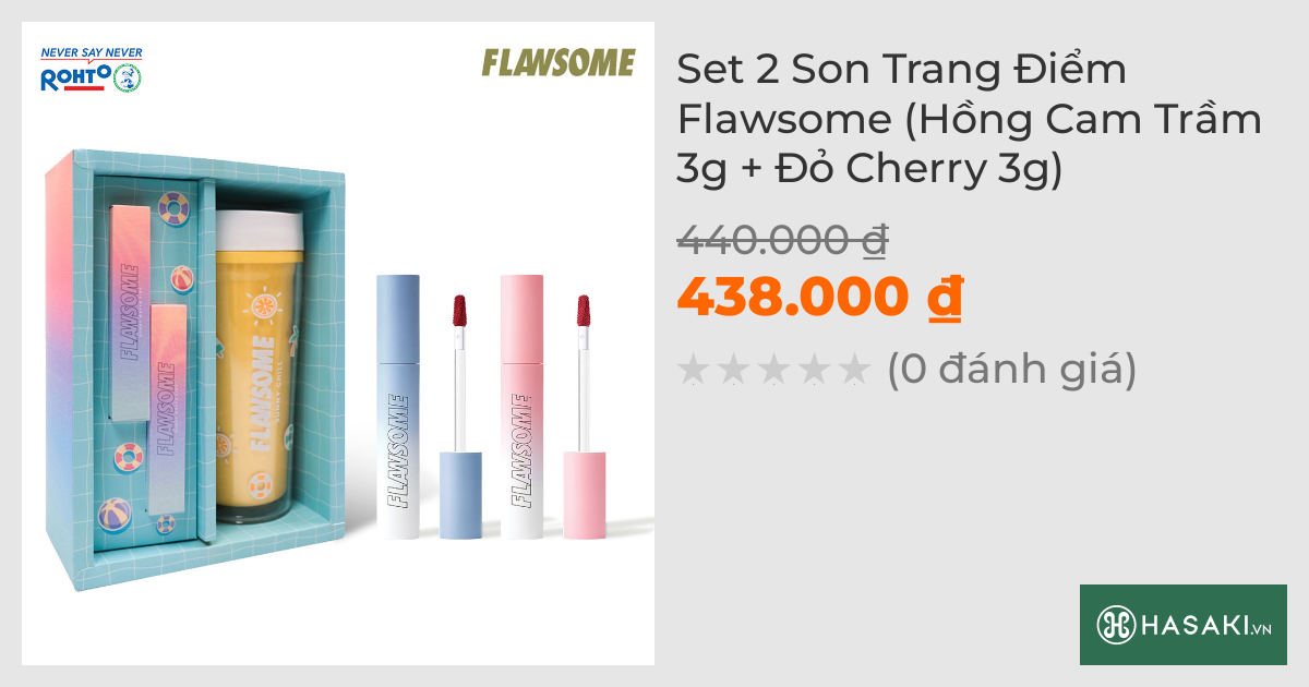 Set 2 Son Trang Điểm Flawsome (Hồng Cam Trầm 3g + Đỏ Cherry 3g)