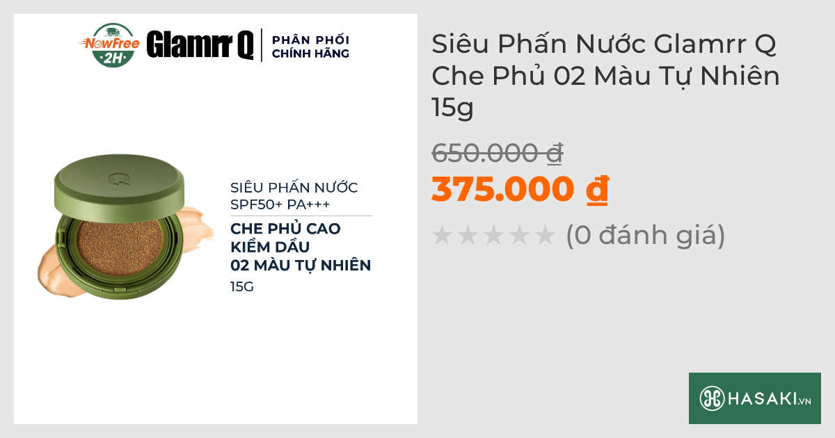 Siêu Phấn Nước Glamrr Q Che Phủ 02 Màu Tự Nhiên 15g