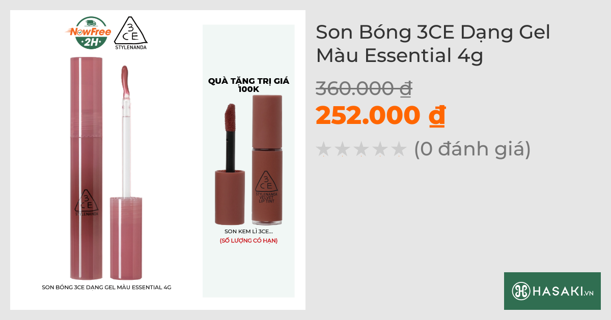 Son Bóng 3CE Dạng Gel Màu Essential 4g