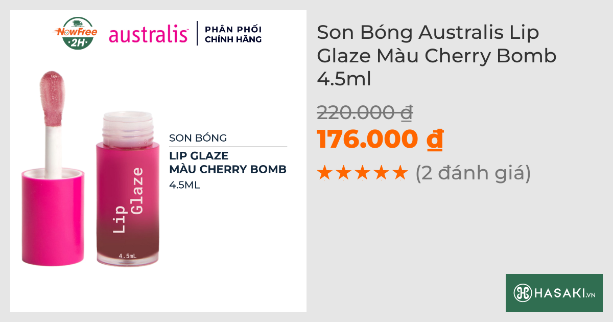 Son Bóng Australis Lip Glaze Màu Cherry Bomb 4.5ml