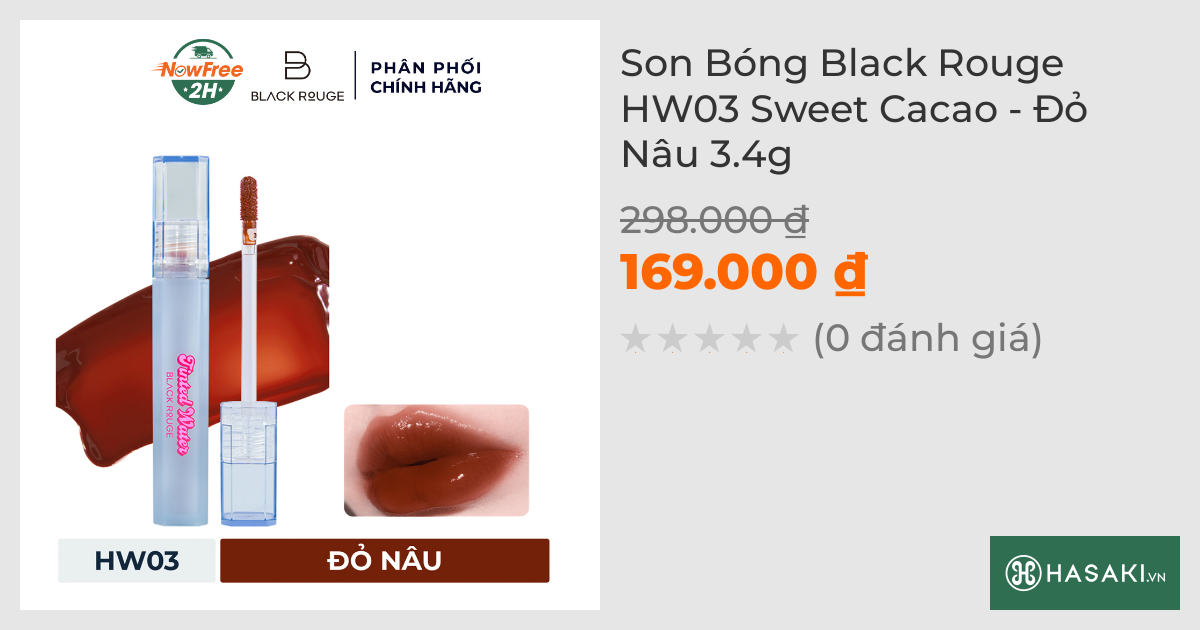 Son Bóng Black Rouge HW03 Sweet Cacao - Đỏ Nâu 3.4g