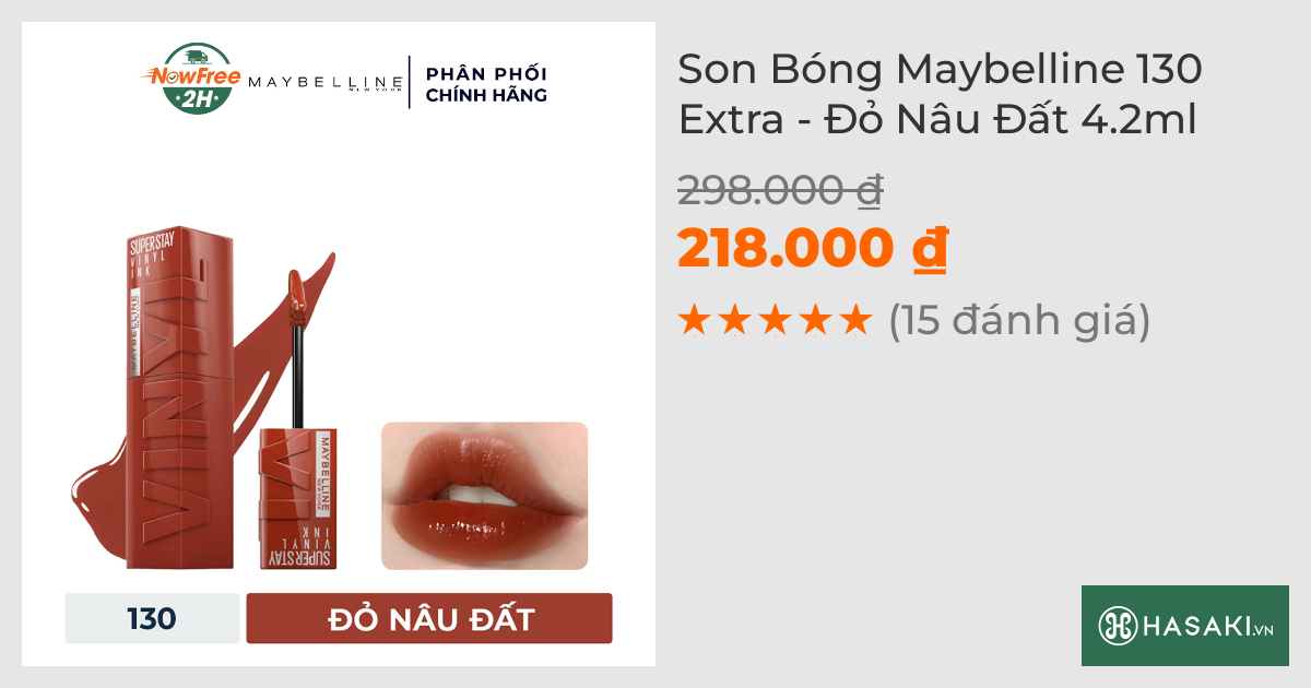 Son Bóng Maybelline 130 Extra - Đỏ Nâu Đất 4.2ml