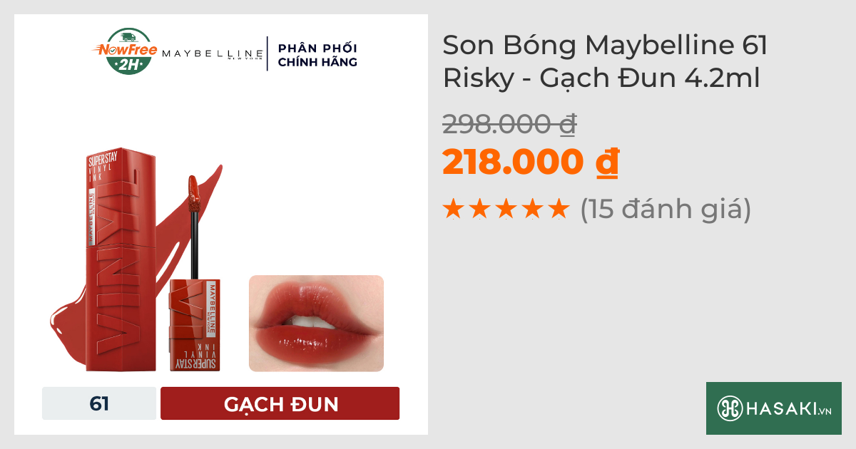 Son Bóng Maybelline 61 Risky - Gạch Đun 4.2ml