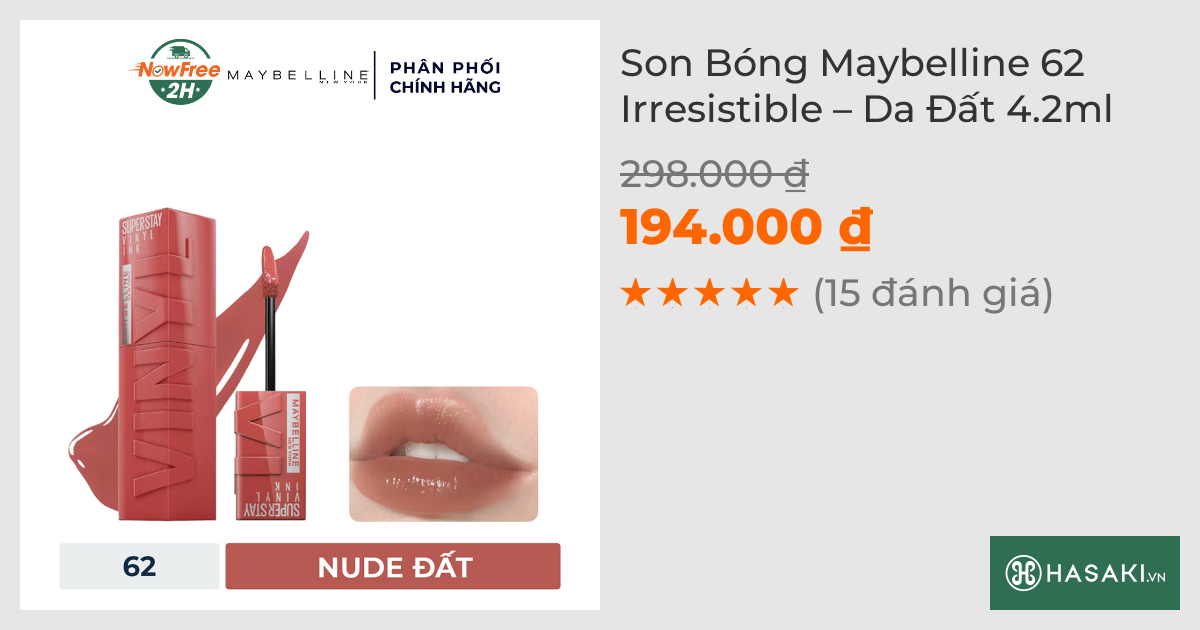 Son Bóng Maybelline 62 Irresistible – Da Đất 4.2ml