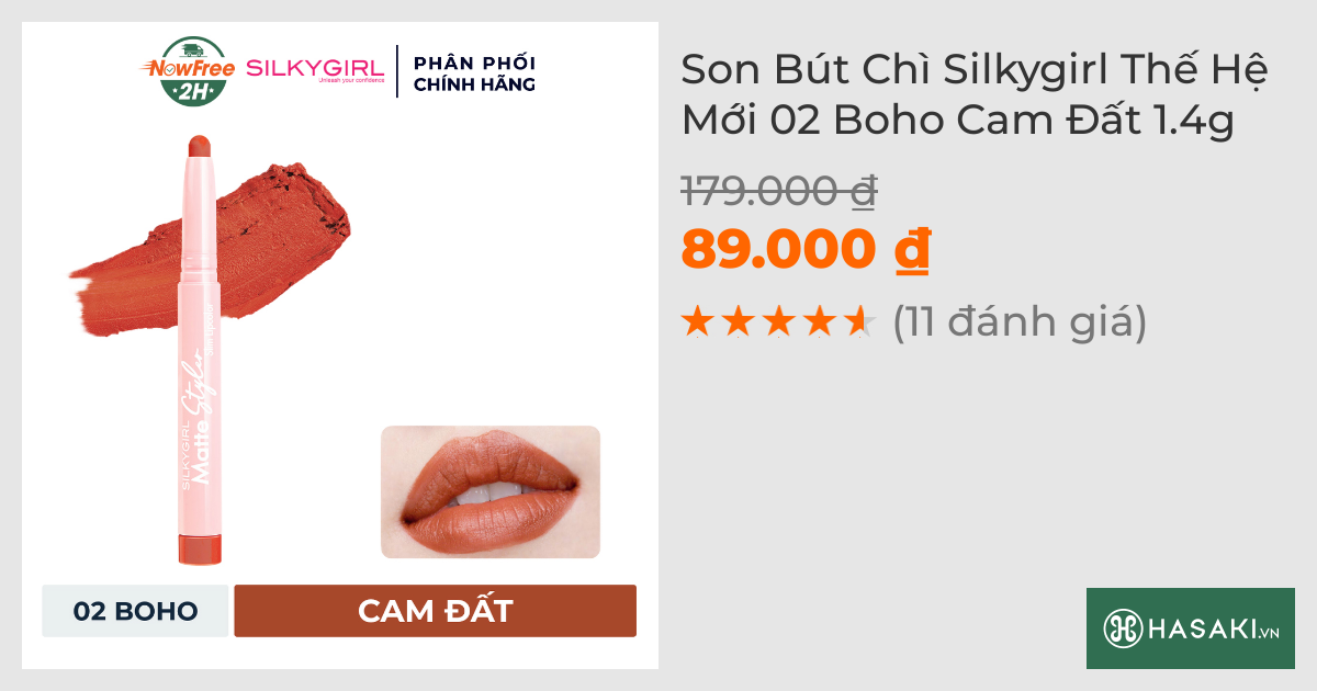 Son Bút Chì Silkygirl Thế Hệ Mới 02 Boho Cam Đất 1.4g