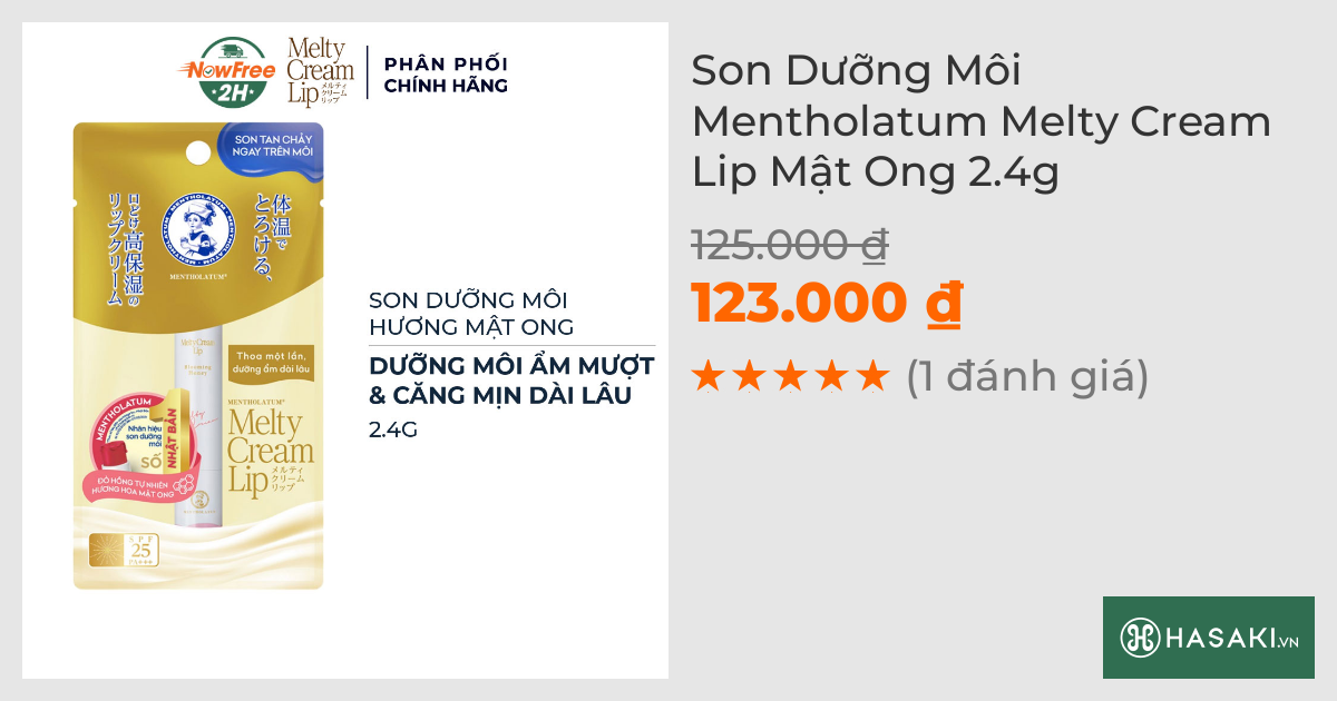 Son Dưỡng Môi Mentholatum Melty Cream Lip Mật Ong 2.4g