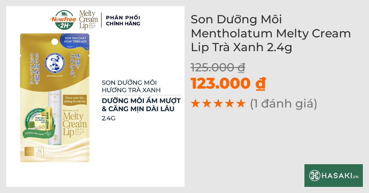 Son Dưỡng Môi Mentholatum Melty Cream Lip Trà Xanh 2.4g