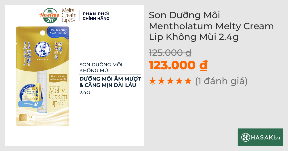 Son Dưỡng Môi Mentholatum Melty Cream Lip Không Mùi 2.4g