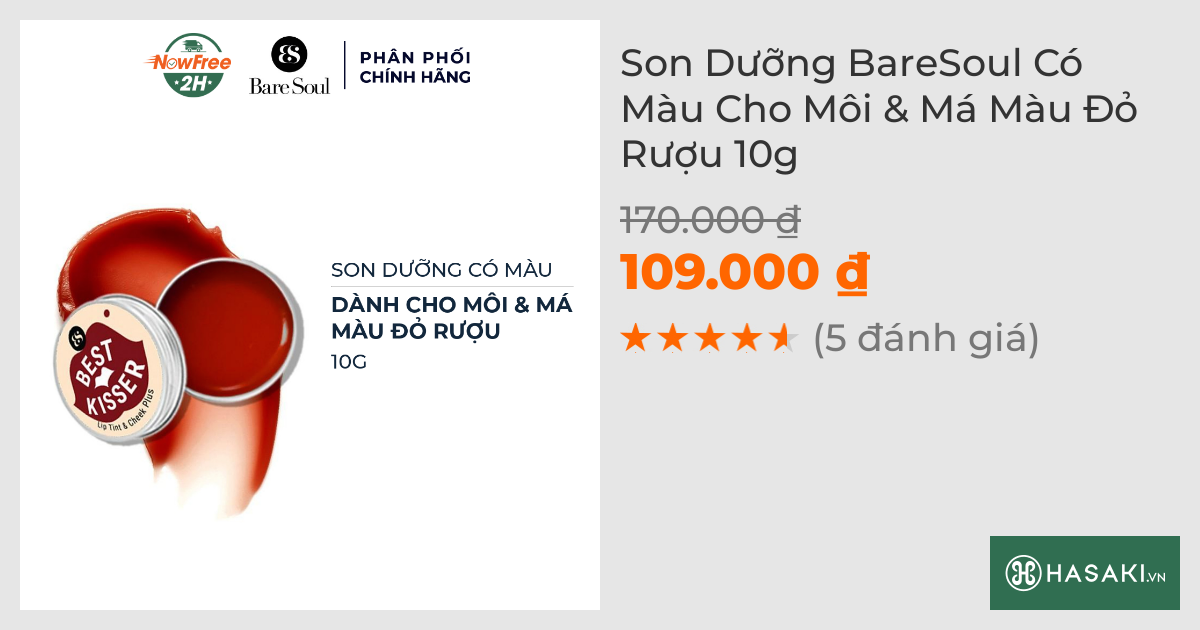 Son Dưỡng BareSoul Có Màu Cho Môi & Má Màu Đỏ Rượu 10g