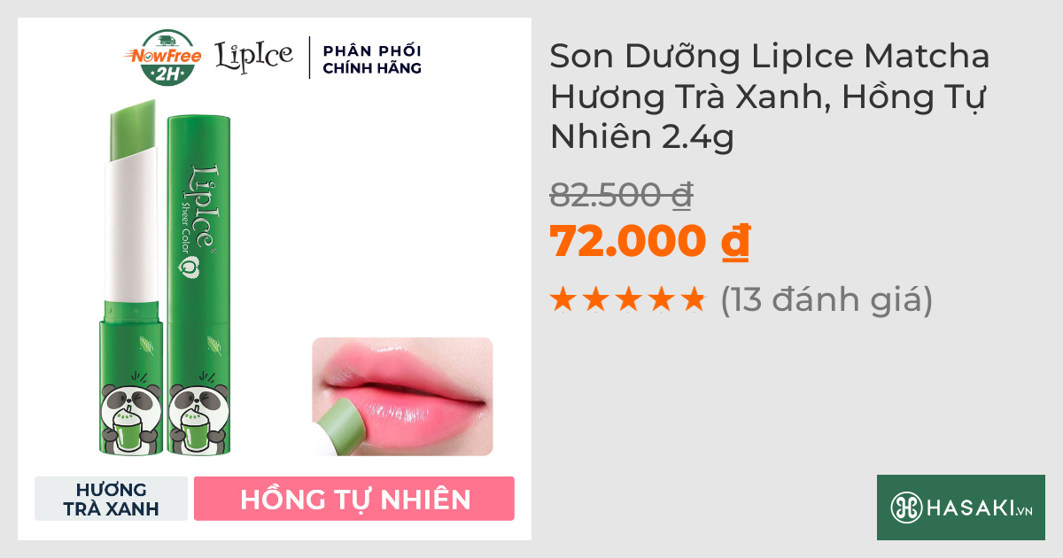 Son Dưỡng LipIce Matcha Hương Trà Xanh, Hồng Tự Nhiên 2.4g