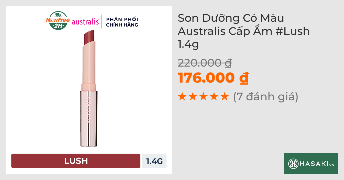 Son Dưỡng Có Màu Australis Cấp Ẩm #Lush 1.4g