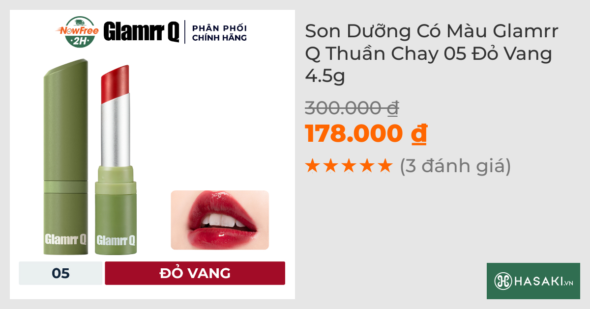 Son Dưỡng Có Màu Glamrr Q Thuần Chay 05 Đỏ Vang 4.5g