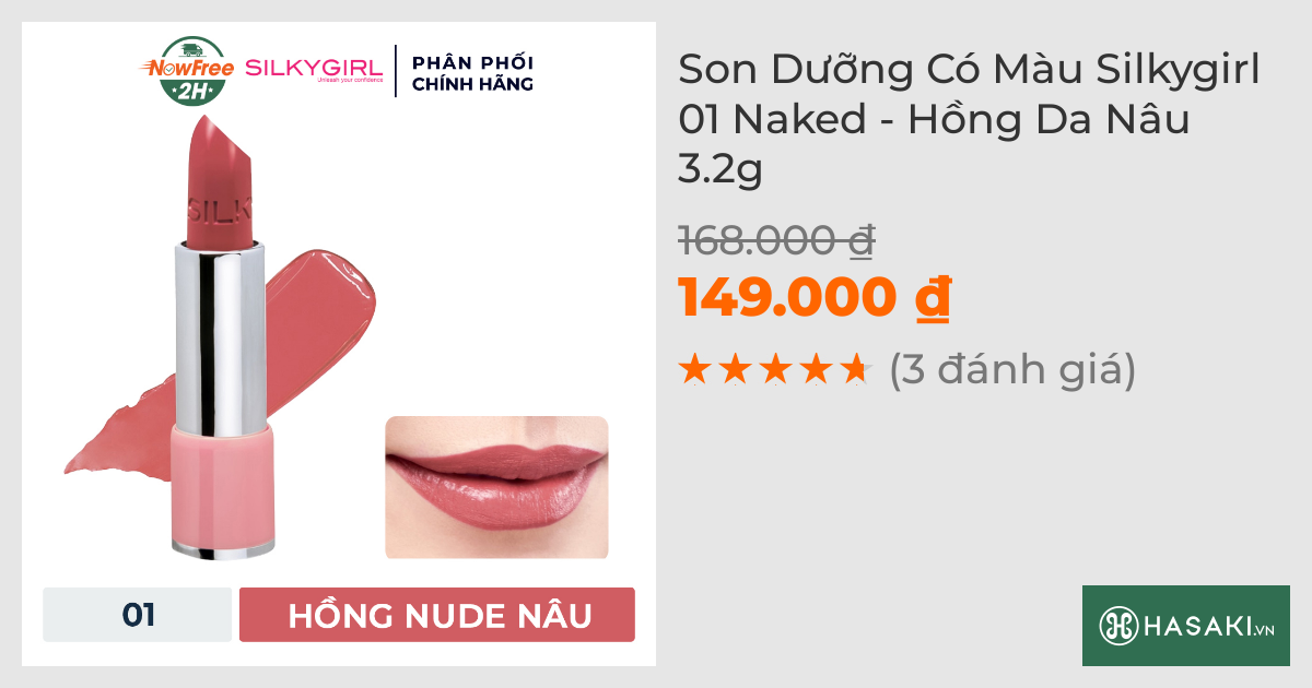 Son Dưỡng Có Màu Silkygirl 01 Naked - Hồng Da Nâu 3.2g