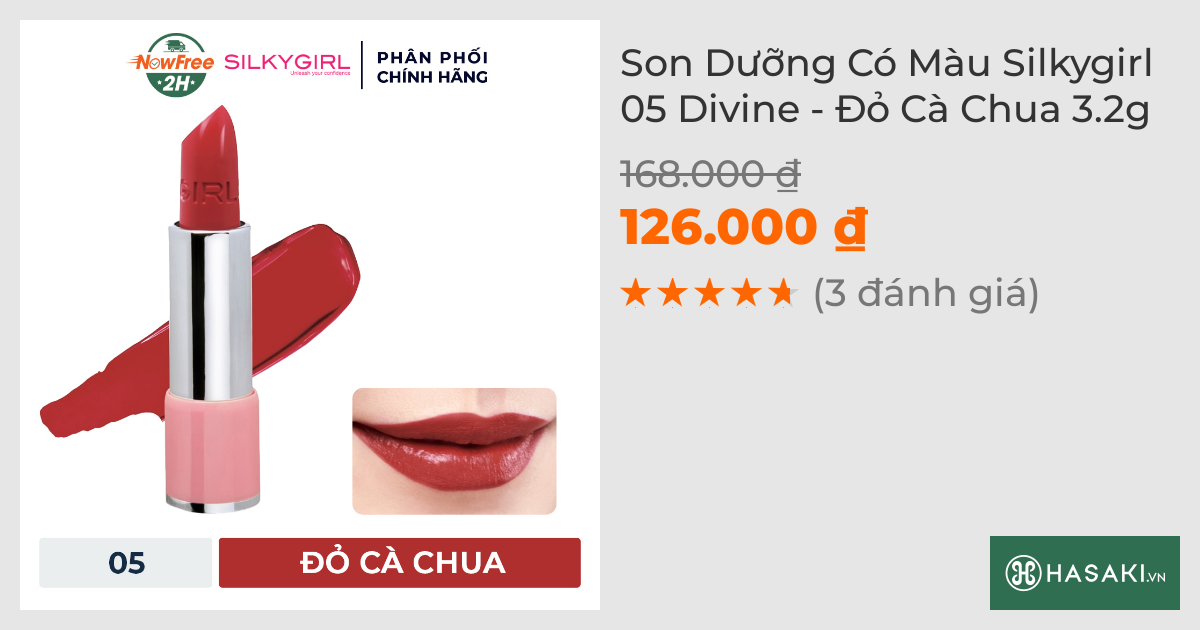 Son Dưỡng Có Màu Silkygirl 05 Divine - Đỏ Cà Chua 3.2g