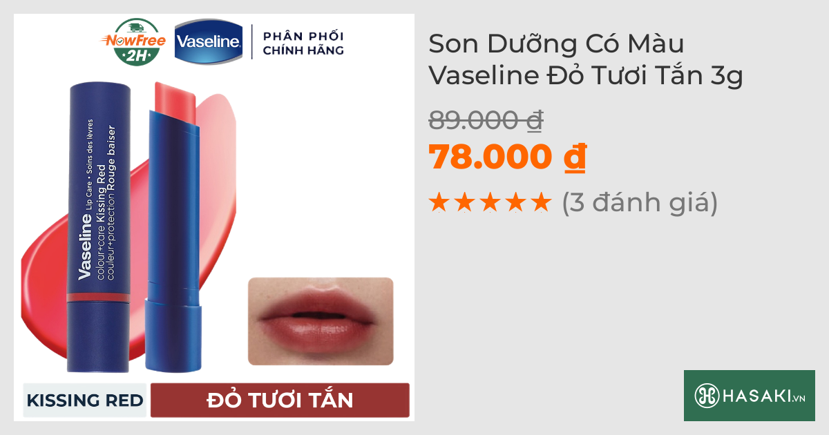 Son Dưỡng Có Màu Vaseline Đỏ Tươi Tắn 3g