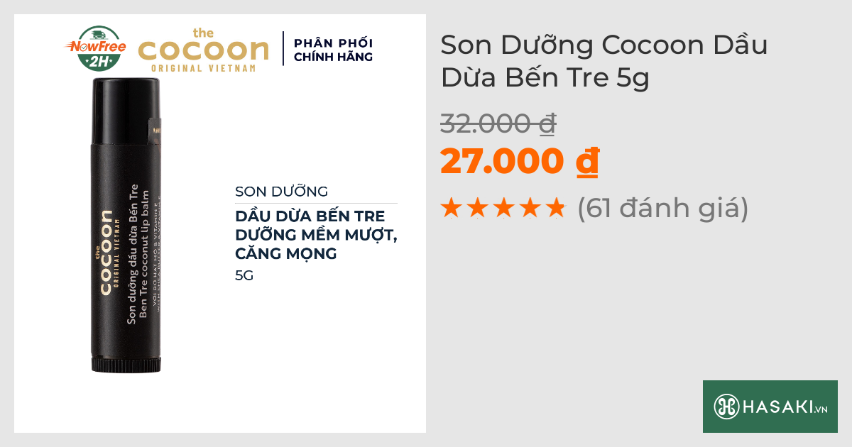 Son Dưỡng Cocoon Dầu Dừa Bến Tre 5g