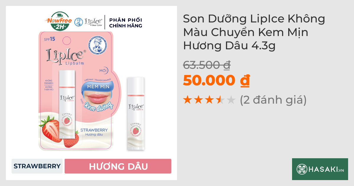 Son Dưỡng LipIce Không Màu Chuyển Kem Mịn Hương Dâu 4.3g