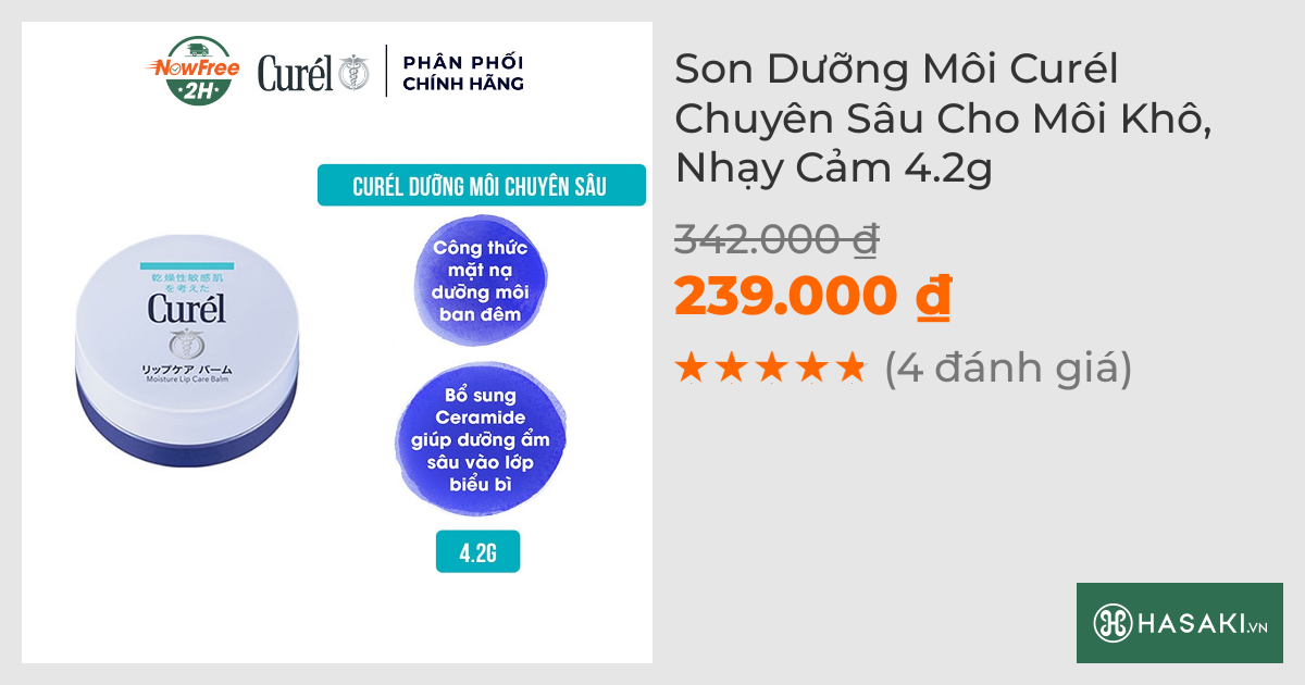 Son Dưỡng Môi Curél Chuyên Sâu Cho Môi Khô, Nhạy Cảm 4.2g