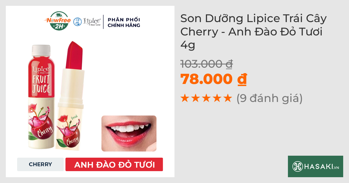 Son Dưỡng Lipice Trái Cây Cherry - Anh Đào Đỏ Tươi 4g