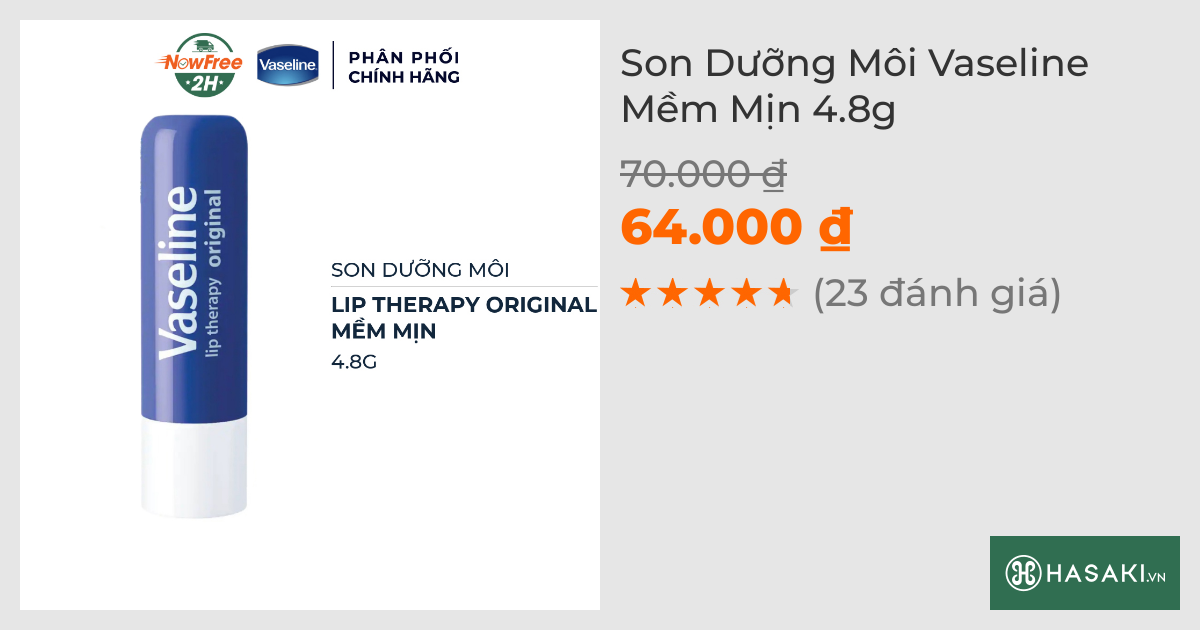 Son Dưỡng Môi Vaseline Mềm Mịn 4.8g