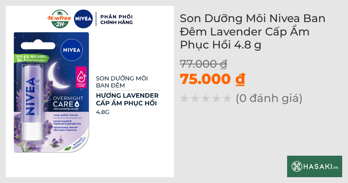 Son Dưỡng Môi Nivea Ban Đêm Lavender Cấp Ẩm Phục Hồi 4.8g