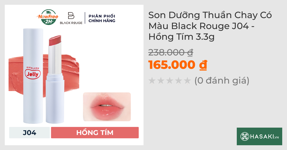 Son Dưỡng Thuần Chay Có Màu Black Rouge J04 - Hồng Tím 3.3g