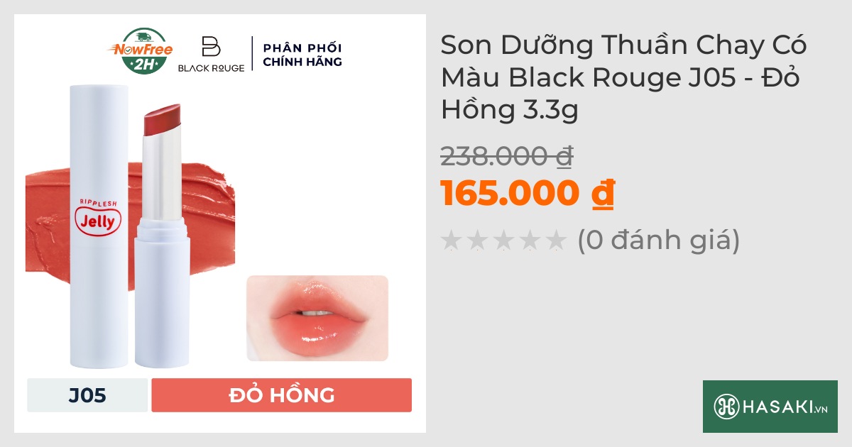 Son Dưỡng Thuần Chay Có Màu Black Rouge J05 - Đỏ Hồng 3.3g