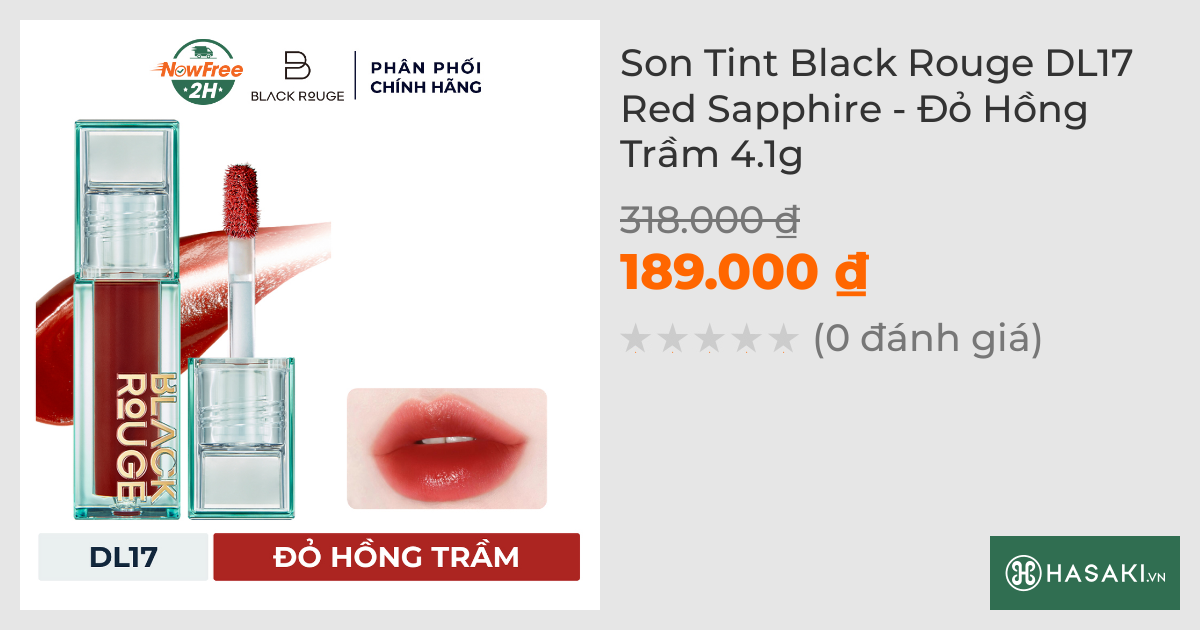 Son Tint Black Rouge DL17 Red Sapphire - Đỏ Hồng Trầm 4.1g