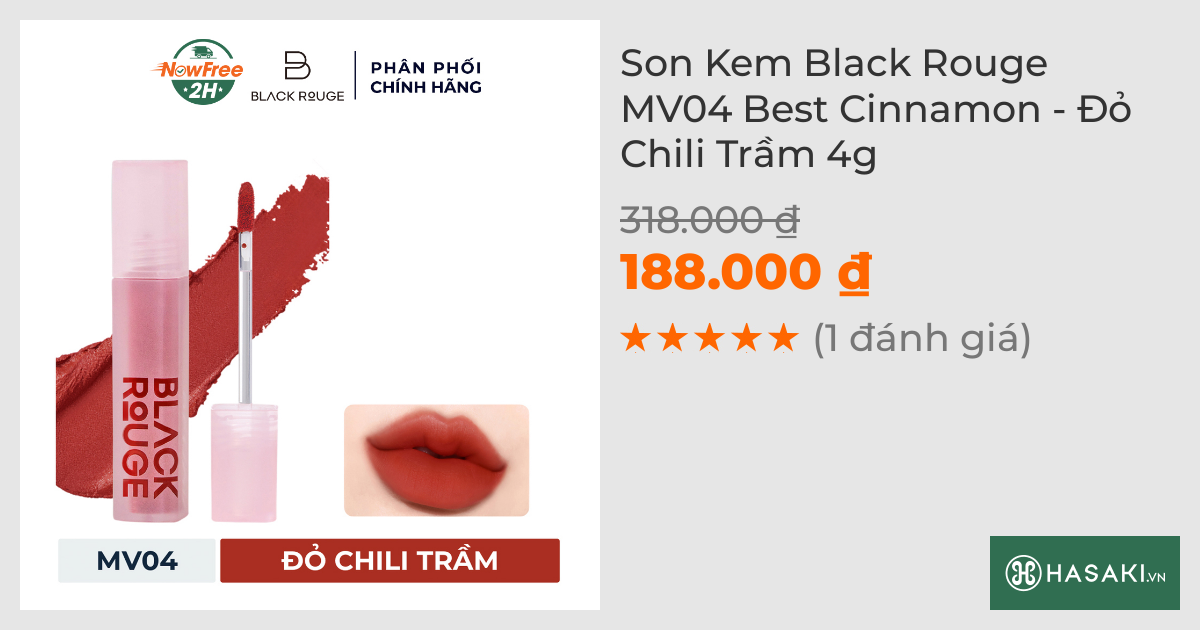 Son Kem Black Rouge MV04 Best Cinnamon - Đỏ Chili Trầm 4g