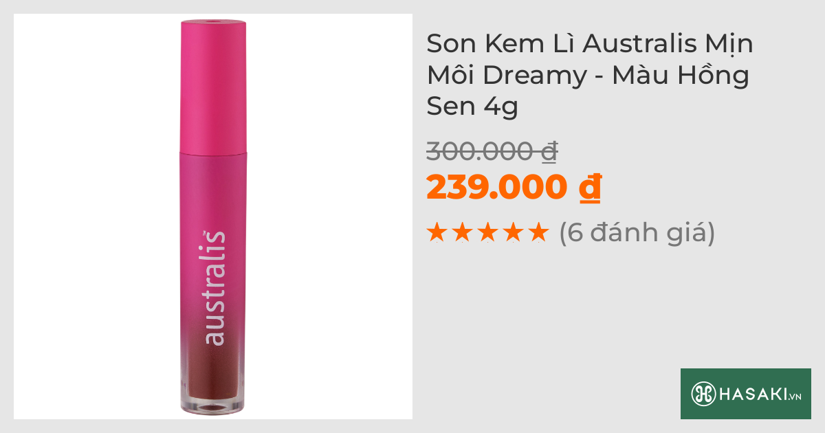 Son Kem Lì Australis Mịn Môi Dreamy - Màu Hồng Sen 4g