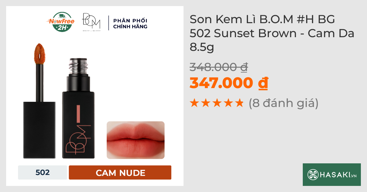 Son Kem Lì B.O.M #H BG 502 Sunset Brown - Cam Da 8.5g