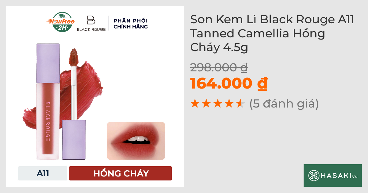 Son Kem Lì Black Rouge A11 Tanned Camellia Hồng Cháy 4.5g