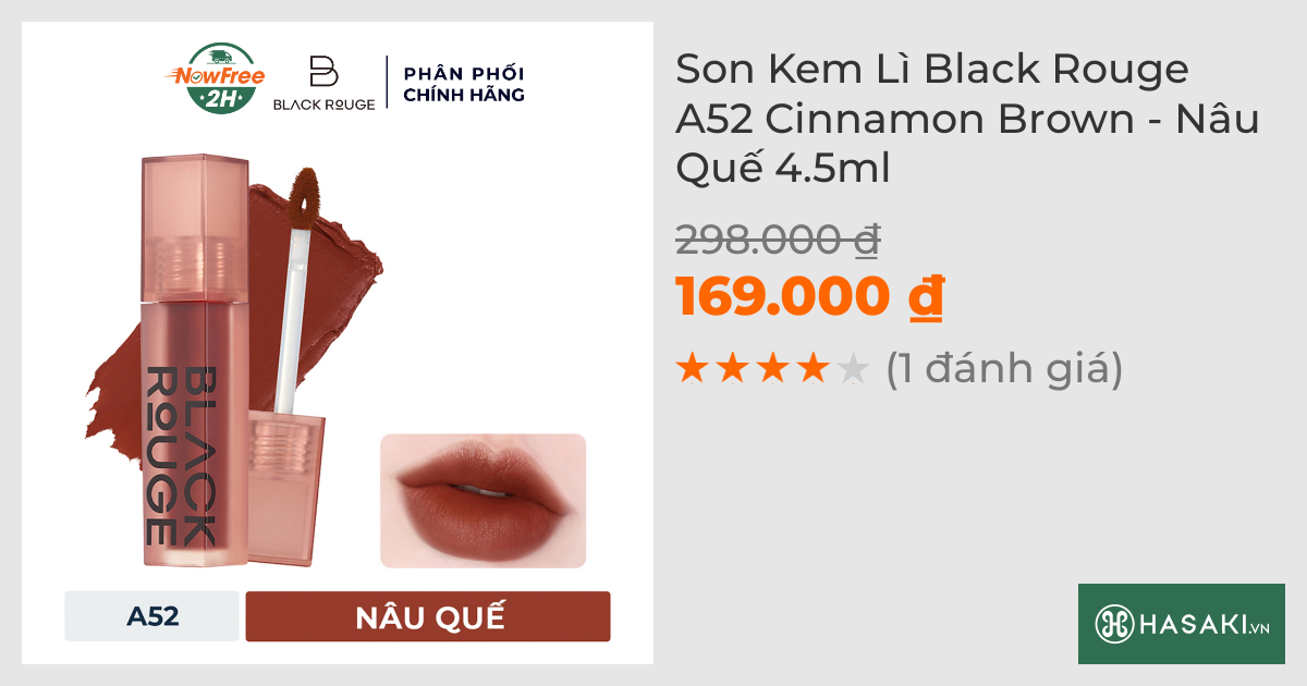 Son Kem Lì Black Rouge A52 Cinnamon Brown - Nâu Quế 4.5ml