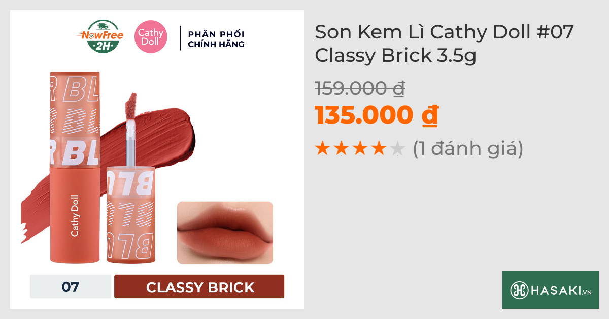 Son Kem Lì Cathy Doll #07 Classy Brick 3.5g