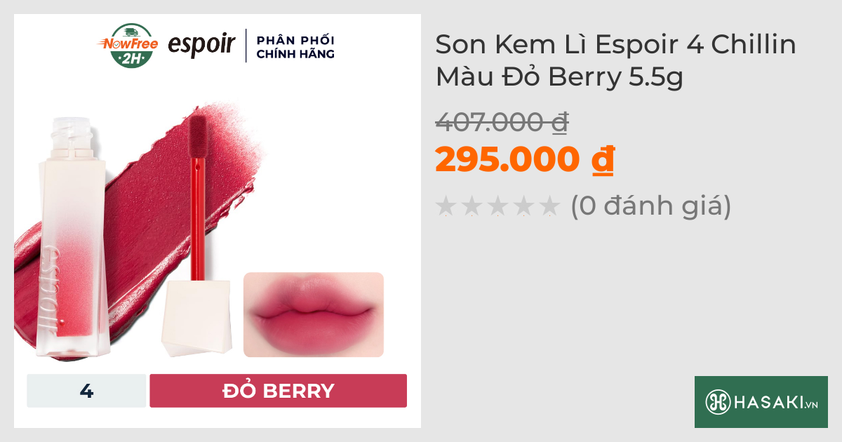 Son Kem Lì Espoir 4 Chillin Màu Đỏ Berry 5.5g