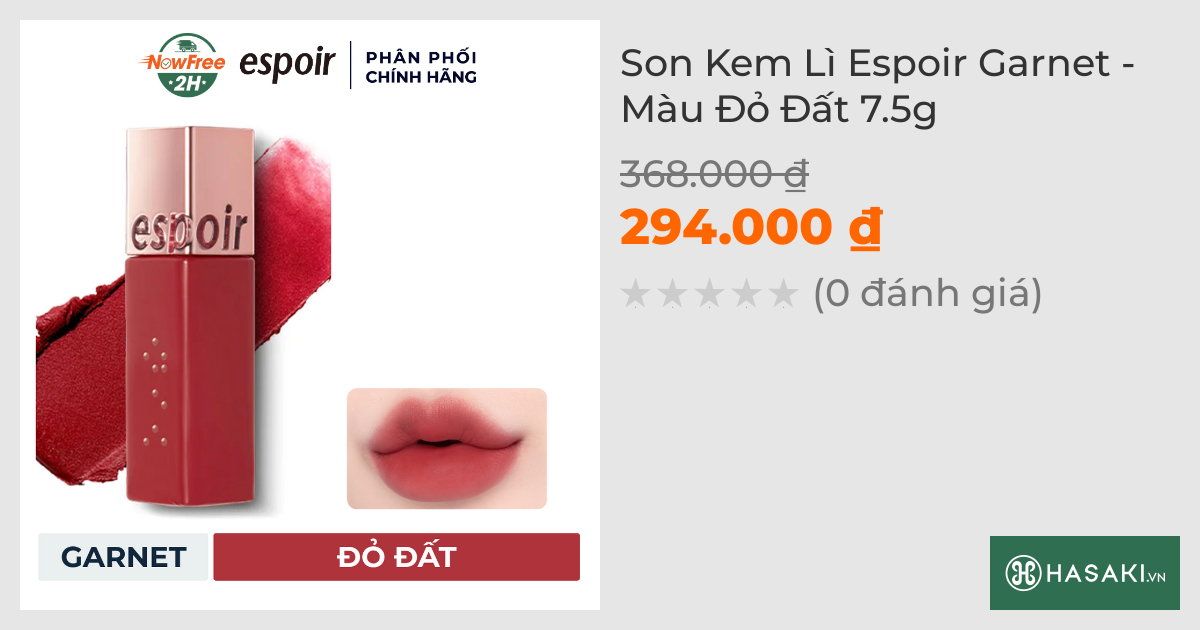 Son Kem Lì Espoir Garnet - Màu Đỏ Đất 7.5g