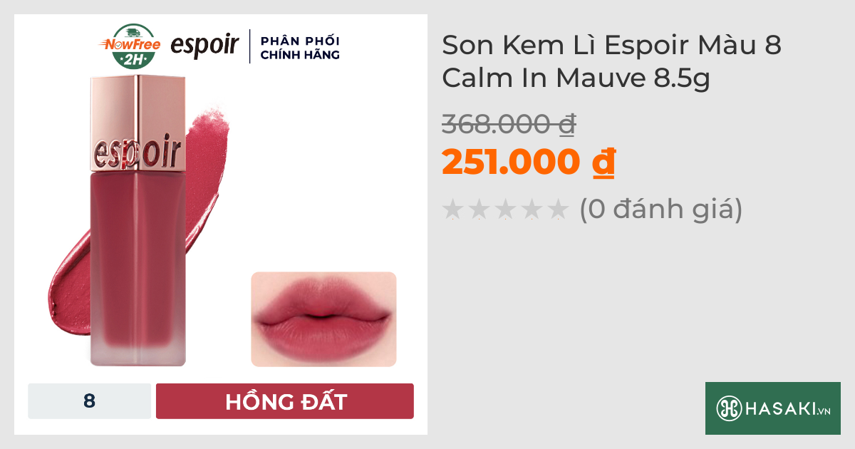 Son Kem Lì Espoir Màu 8 Calm In Mauve 8.5g