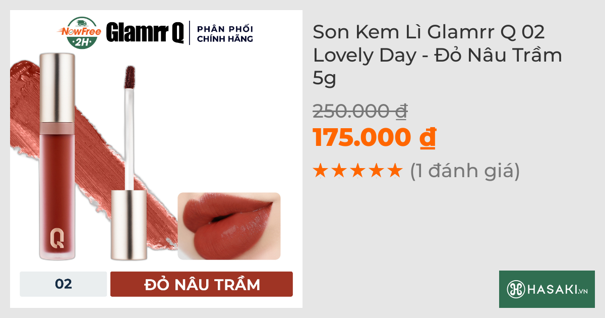 Son Kem Lì Glamrr Q 02 Lovely Day - Đỏ Nâu Trầm 5g