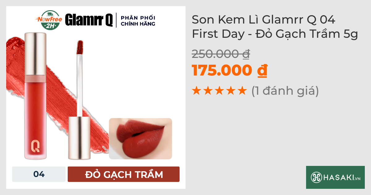 Son Kem Lì Glamrr Q 04 First Day - Đỏ Gạch Trầm 5g