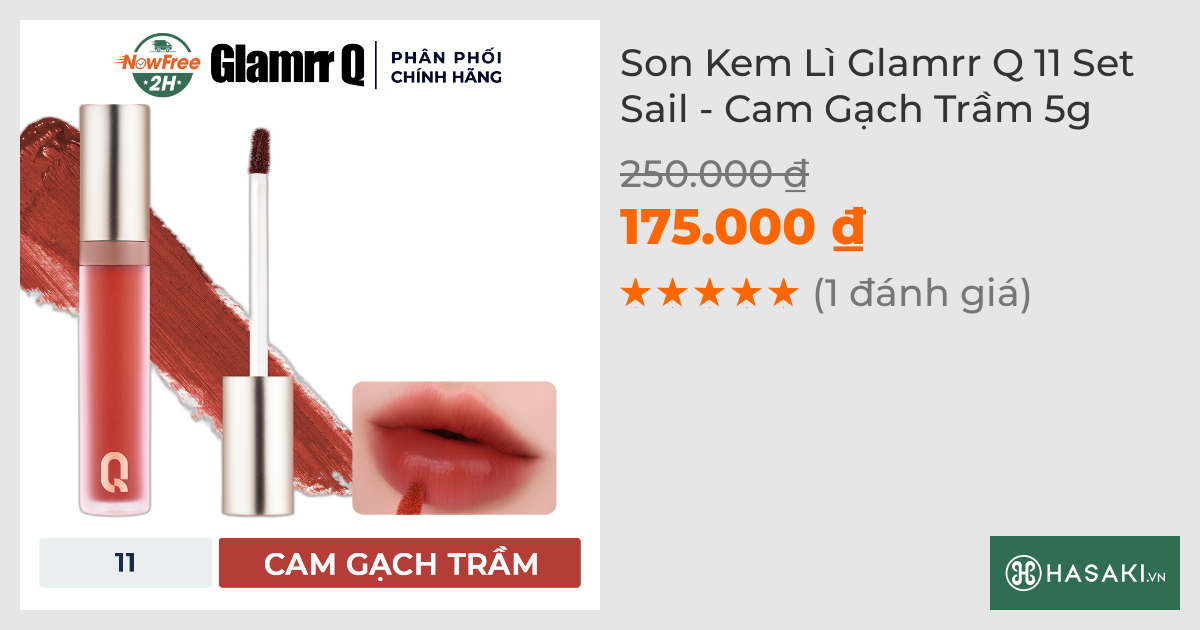 Son Kem Lì Glamrr Q 11 Set Sail - Cam Gạch Trầm 5g