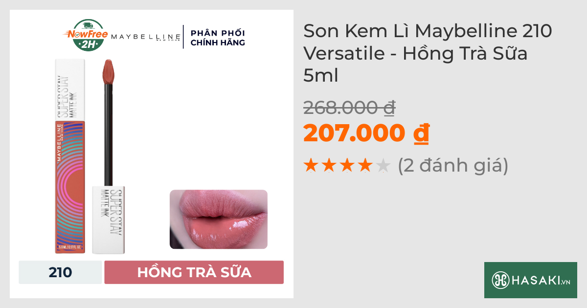 Son Kem Lì Maybelline 210 Versatile - Hồng Trà Sữa 5ml