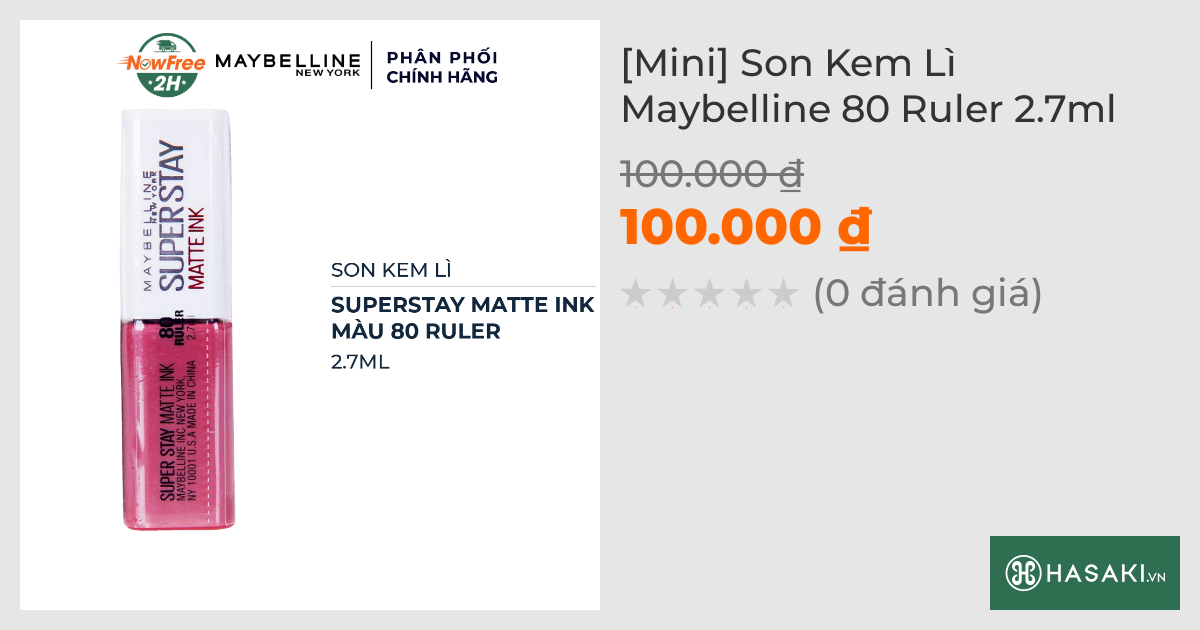 [Mini] Son Kem Lì Maybelline 80 Ruler 2.7ml