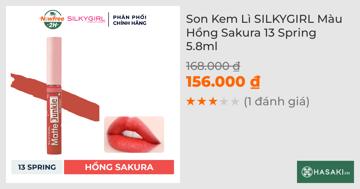 Son Kem Lì SILKYGIRL Màu Hồng Sakura 13 Spring 5.8ml